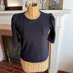 Reformation classic black puff sleeve fitted shirt L